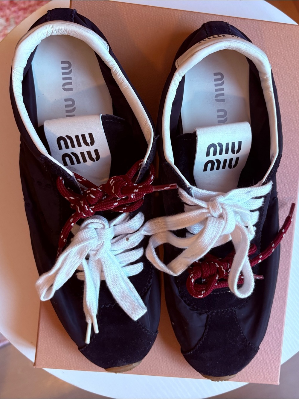 Miu Miu Sneakers with White and Burgundy Laces